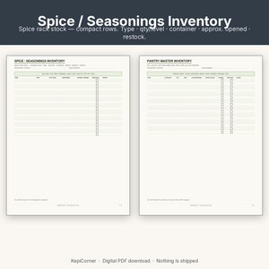 Pantry Inventory Checklist Printable | Kitchen Fridge Freezer Spice | Fillable PDF Letter A4 image 7