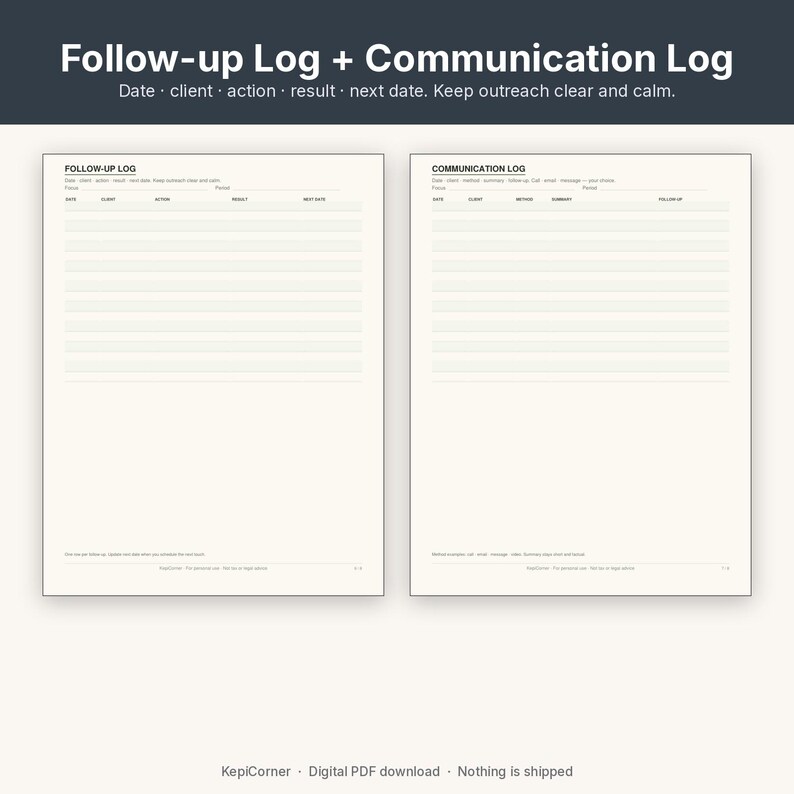 Client Tracker Printable | Freelancer Client Log Fillable PDF | Letter A4 image 8