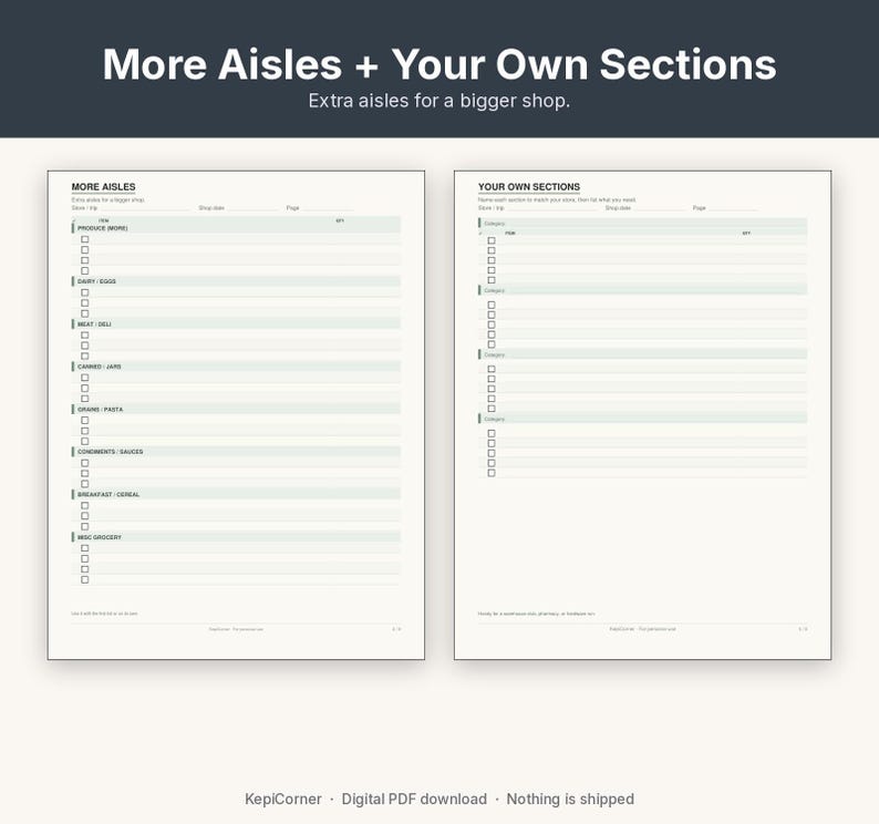 Grocery List Printable | Shopping List Pad Fillable PDF | Categorized Checklist Letter A4 image 8
