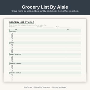 Grocery List Printable | Shopping List Pad Fillable PDF | Categorized Checklist Letter A4 image 5