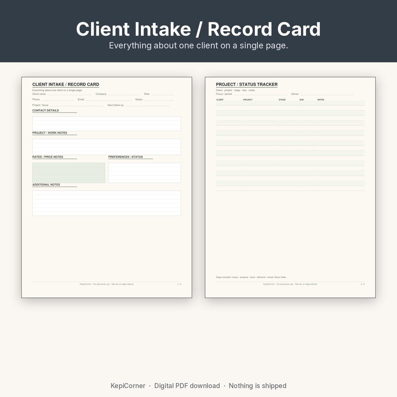 Client Tracker Printable | Freelancer Client Log Fillable PDF | Letter A4 image 7