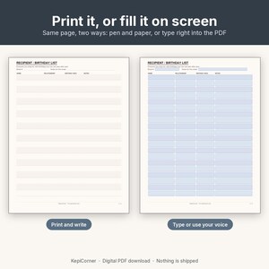 Gift Tracker Printable | Birthday & Holiday Gift List Year-Round | Fillable PDF Letter A4 image 4