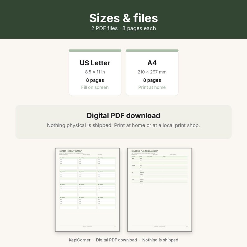 Garden Planner Printable | Planting Calendar Fillable PDF | Bed Layout Map Letter A4 image 9