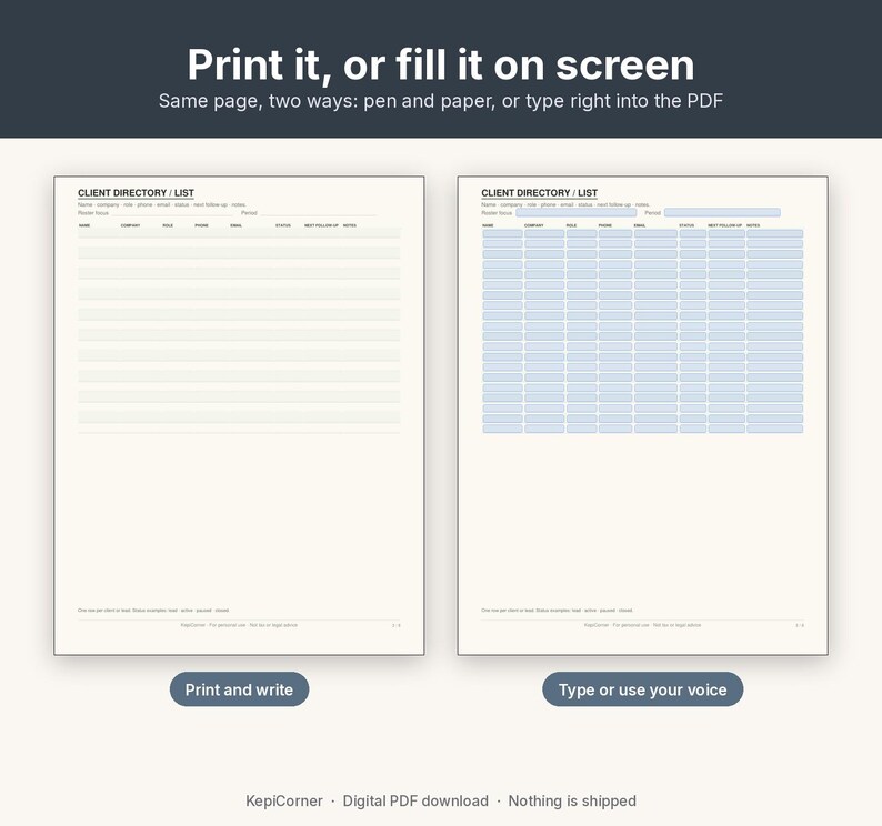 Client Tracker Printable | Freelancer Client Log Fillable PDF | Letter A4 image 4