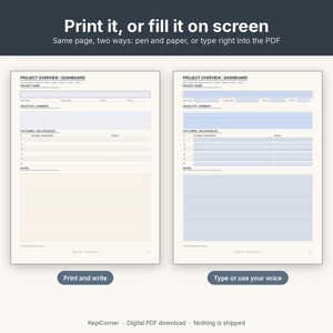 Project Tracker Printable | Project Planner Fillable PDF | One Project Overview Letter A4 image 4