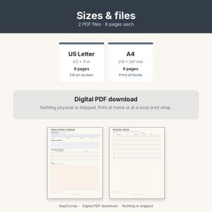 Project Tracker Printable | Project Planner Fillable PDF | One Project Overview Letter A4 image 9