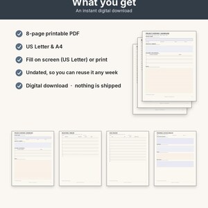 Project Tracker Printable | Project Planner Fillable PDF | One Project Overview Letter A4 image 10