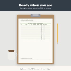 Pantry Inventory Checklist Printable | Kitchen Fridge Freezer Spice | Fillable PDF Letter A4 image 2
