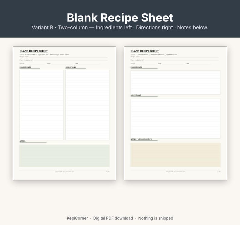 Recipe Card Pack Printable | Recipe Binder Pages Index Dividers | Fillable PDF Letter A4 image 8