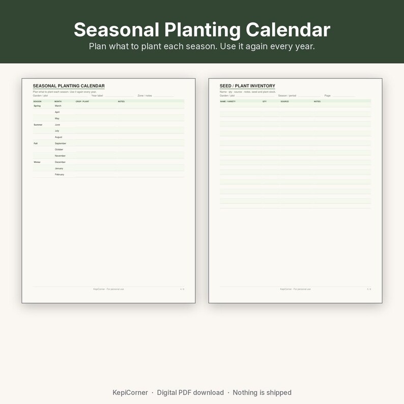 Garden Planner Printable | Planting Calendar Fillable PDF | Bed Layout Map Letter A4 image 7
