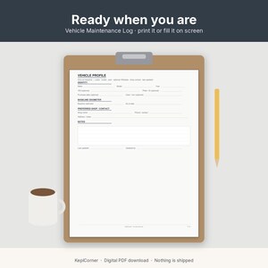 Vehicle Maintenance Log Printable | Car Service Tracker Oil Mileage | Fillable PDF Letter A4 image 2