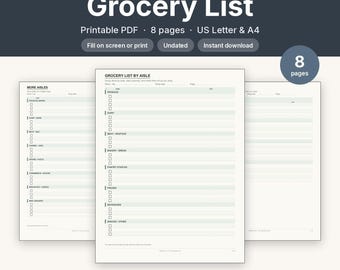 Einkaufsliste zum Ausdrucken | Ausfüllbarer Einkaufszettelblock (PDF) | Kategorisierte Checkliste im A4-Format