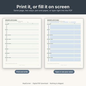 Grocery List Printable | Shopping List Pad Fillable PDF | Categorized Checklist Letter A4 image 4