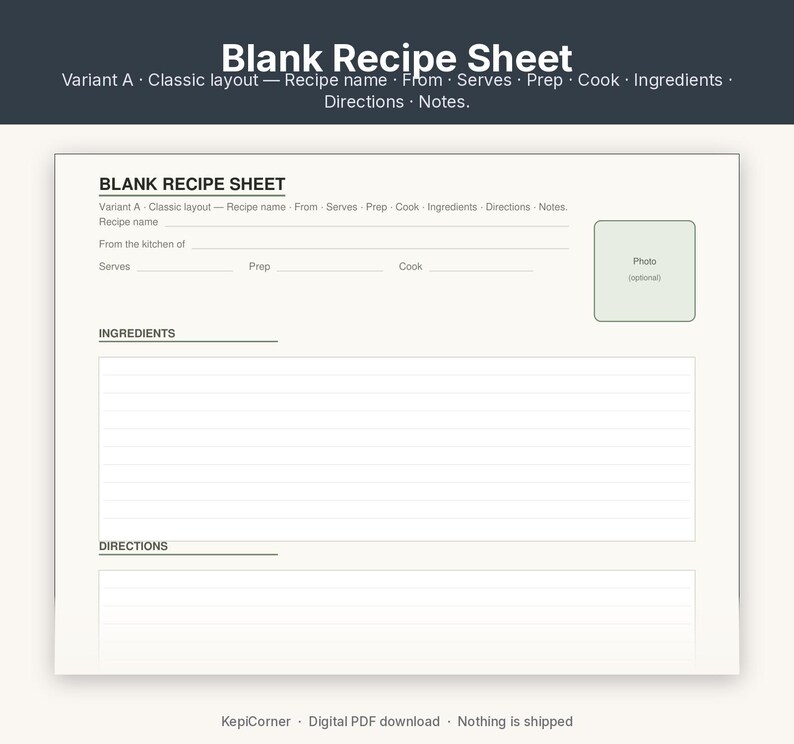 Recipe Card Pack Printable | Recipe Binder Pages Index Dividers | Fillable PDF Letter A4 image 5