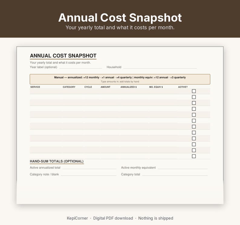 Subscription Tracker Printable | Recurring Subscriptions Keep Change Cancel | Fillable PDF Letter A4 image 7