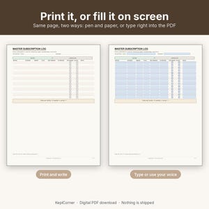 Subscription Tracker Printable | Recurring Subscriptions Keep Change Cancel | Fillable PDF Letter A4 image 4