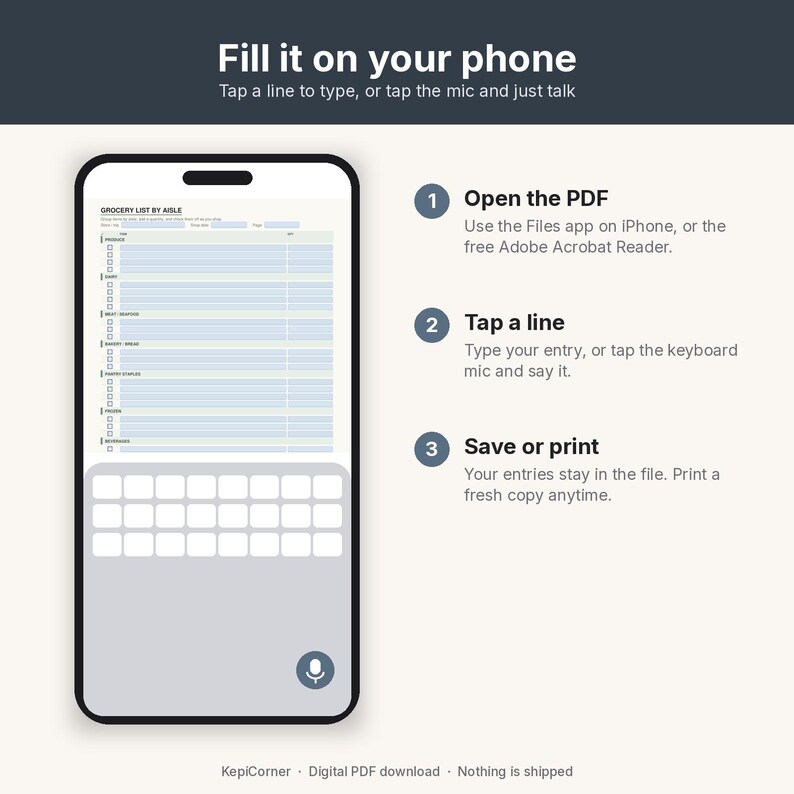Grocery List Printable | Shopping List Pad Fillable PDF | Categorized Checklist Letter A4 image 6