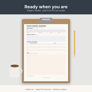 Project Tracker Printable | Project Planner Fillable PDF | One Project Overview Letter A4 image 2