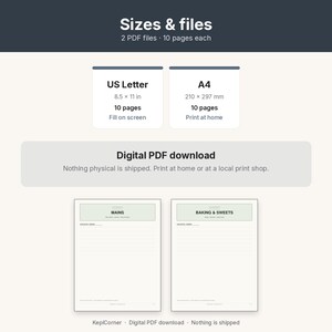 Recipe Card Pack Printable | Recipe Binder Pages Index Dividers | Fillable PDF Letter A4 image 9