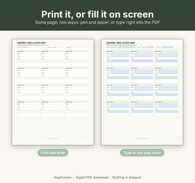 Garden Planner Printable | Planting Calendar Fillable PDF | Bed Layout Map Letter A4 image 4