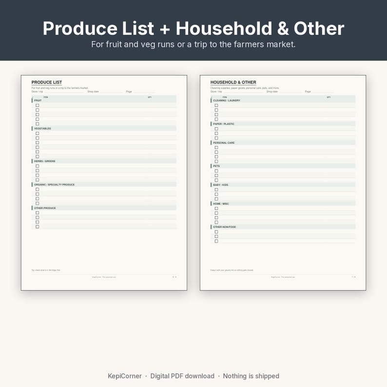 Grocery List Printable | Shopping List Pad Fillable PDF | Categorized Checklist Letter A4 image 7