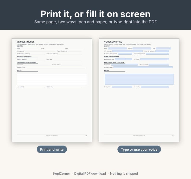 Vehicle Maintenance Log Printable | Car Service Tracker Oil Mileage | Fillable PDF Letter A4 image 4