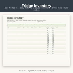 Pantry Inventory Checklist Printable | Kitchen Fridge Freezer Spice | Fillable PDF Letter A4 image 5