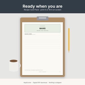 Recipe Card Pack Printable | Recipe Binder Pages Index Dividers | Fillable PDF Letter A4 image 2