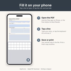 Project Tracker Printable | Project Planner Fillable PDF | One Project Overview Letter A4 image 6