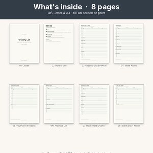 Grocery List Printable | Shopping List Pad Fillable PDF | Categorized Checklist Letter A4 image 3