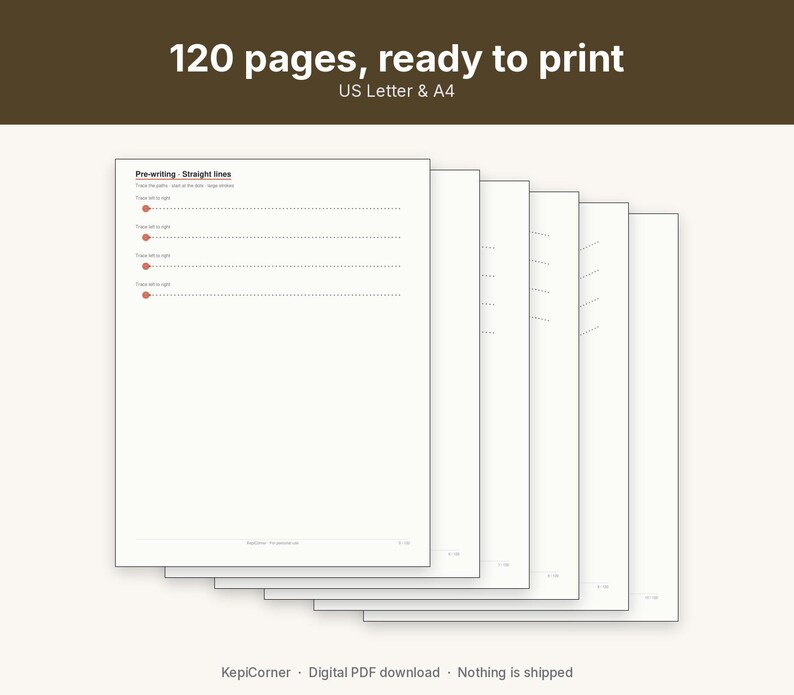 Pre-K Learning Worksheets Ages 3-5 Printable | Alphabet Tracing Numbers Counting | 120 Pages Letter A4 image 8