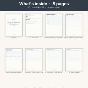 Emergency Kit Checklist Printable | Go-Bag Preparedness Fillable PDF | Home Supplies Letter A4 image 3
