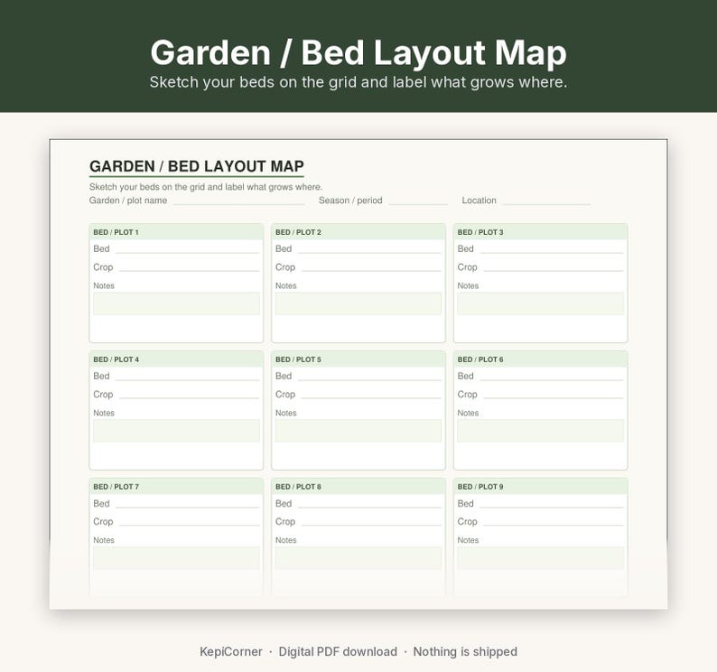 Garden Planner Printable | Planting Calendar Fillable PDF | Bed Layout Map Letter A4 image 5