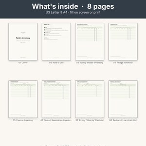 Pantry Inventory Checklist Printable | Kitchen Fridge Freezer Spice | Fillable PDF Letter A4 image 3