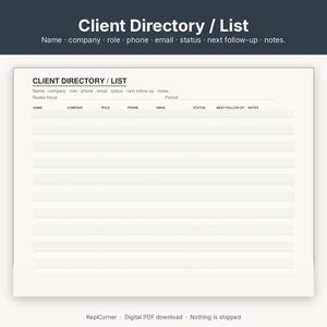 Client Tracker Printable | Freelancer Client Log Fillable PDF | Letter A4 image 5