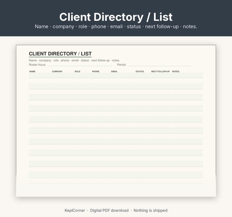 Client Tracker Printable | Freelancer Client Log Fillable PDF | Letter A4 image 5