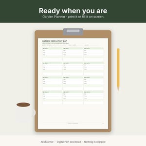 Garden Planner Printable | Planting Calendar Fillable PDF | Bed Layout Map Letter A4 image 2