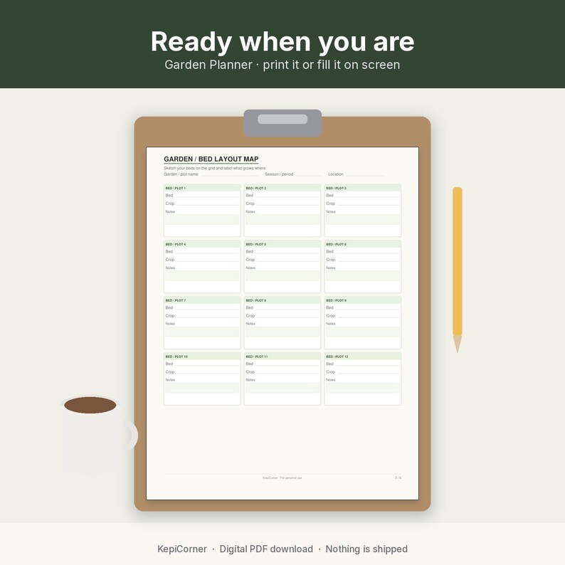 Garden Planner Printable | Planting Calendar Fillable PDF | Bed Layout Map Letter A4 image 2