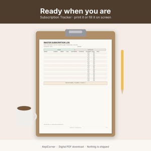 Subscription Tracker Printable | Recurring Subscriptions Keep Change Cancel | Fillable PDF Letter A4 image 2