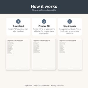 Wedding Planning Checklist Printable Binder | Undated Timeline Guest List Budget Vendor | Fillable PDF Letter A4 A5 image 8