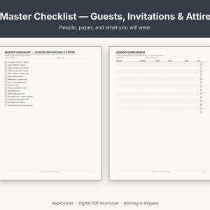 Wedding Planning Checklist Printable Binder | Undated Timeline Guest List Budget Vendor | Fillable PDF Letter A4 A5 image 5