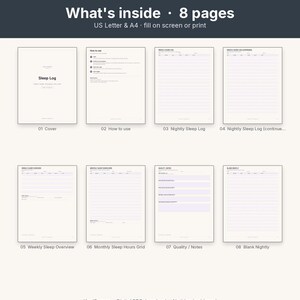 Sleep Log Printable | Nightly Sleep Tracker Fillable PDF | Letter A4 image 3