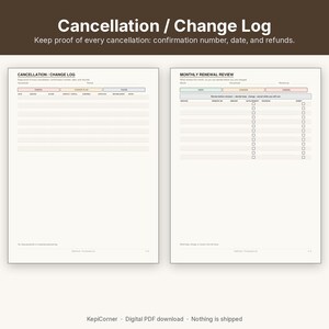 Subscription Tracker Printable | Recurring Subscriptions Keep Change Cancel | Fillable PDF Letter A4 image 8