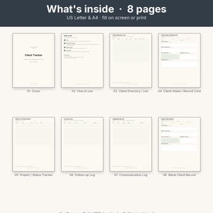 Client Tracker Printable | Freelancer Client Log Fillable PDF | Letter A4 image 3