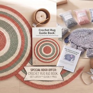 Haakpatroon voor een vloerkleed (PDF), handleiding voor beginners om zelf een vloerkleed te maken, inclusief bonus: haaknaald.