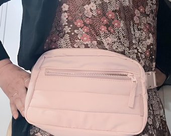 Quilted Puffy Belt Bag, Crossbody Fanny Pack for Women, Multi Pocket Travel Waist Bag