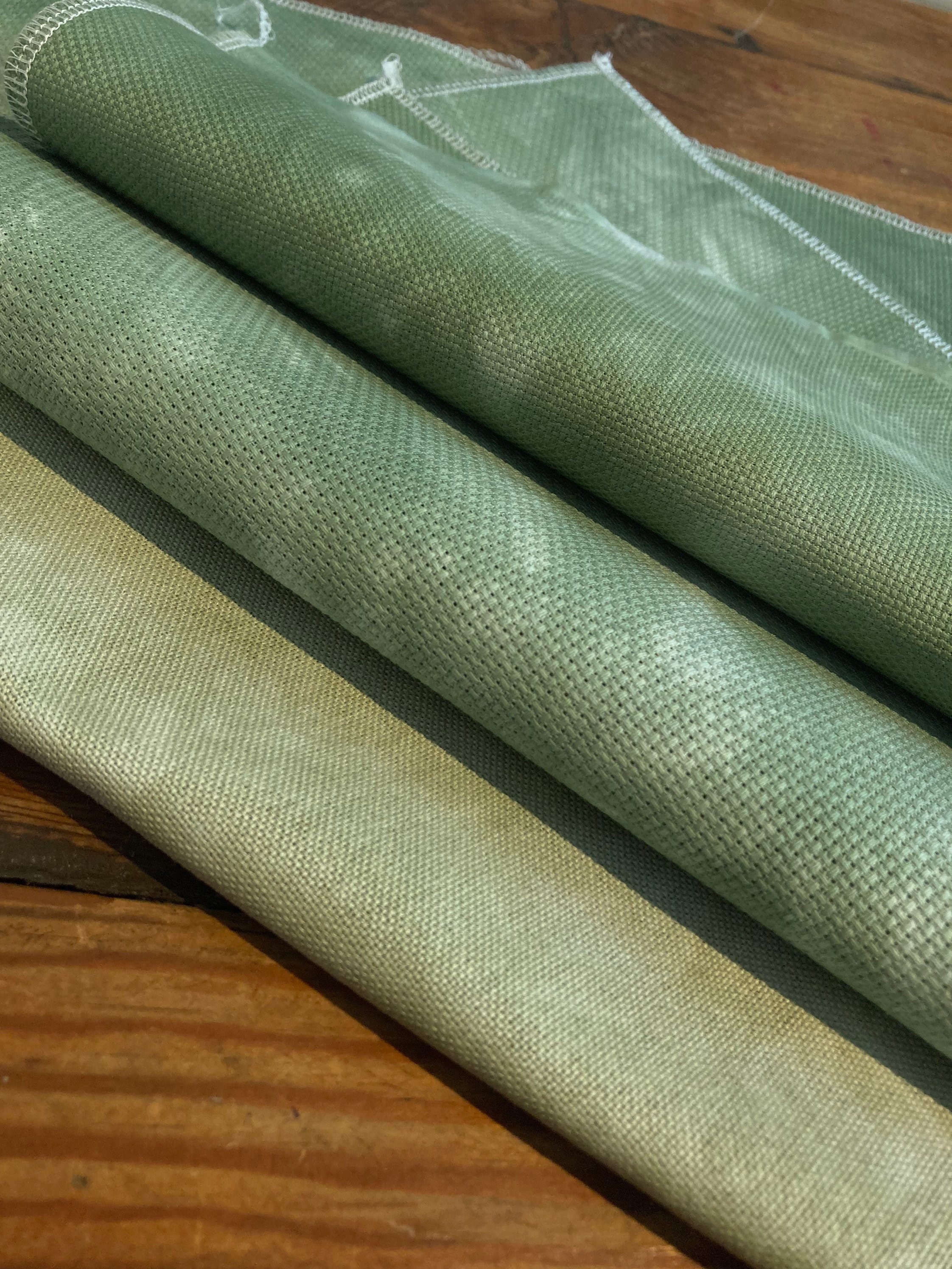 Green Aida Cloth, 14 and 16 Count, Hand Dyed, Cross Stitch Fabric,  Embroidery Fabric 
