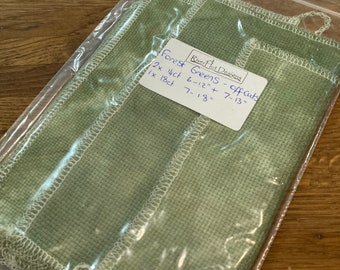 Hand dyed Cross stitch Aida fabric 14 count and 18 count Forest Green Off cuts. 3 pieces.