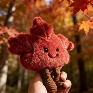Maple Leaf Plush Keychain, Cute Autumn Bag Charm, Fall Leaf Stuffed Keyring, Kawaii Fall Gift, Cozy Fall Backpack Accessory