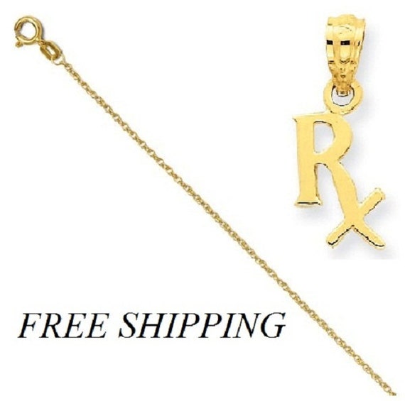 14K Prescription Symbol Rx Pendant